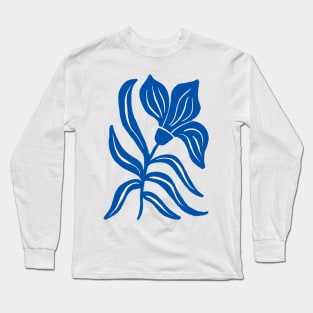 Blue Stylized Tulip Long Sleeve T-Shirt